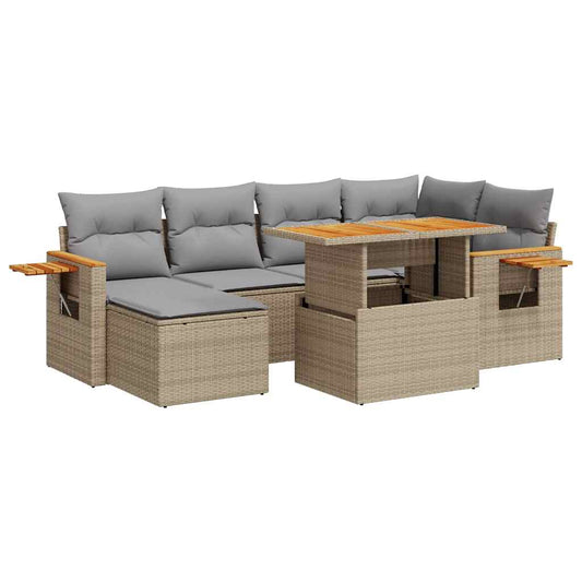 Hagesofaer Med Puter 7 Deler Beige Polyrotting Akasie