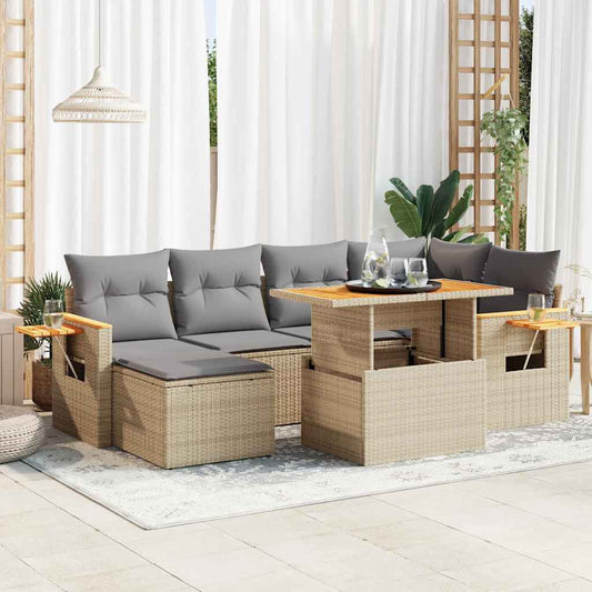 Hagesofaer Med Puter 7 Deler Beige Polyrotting Akasie