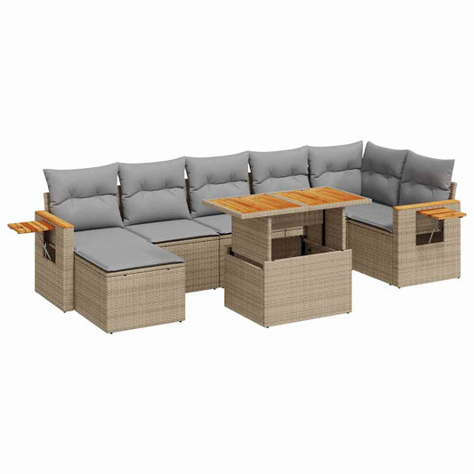 Hagesofaer Med Puter 8 Deler Beige Polyrotting Akasie