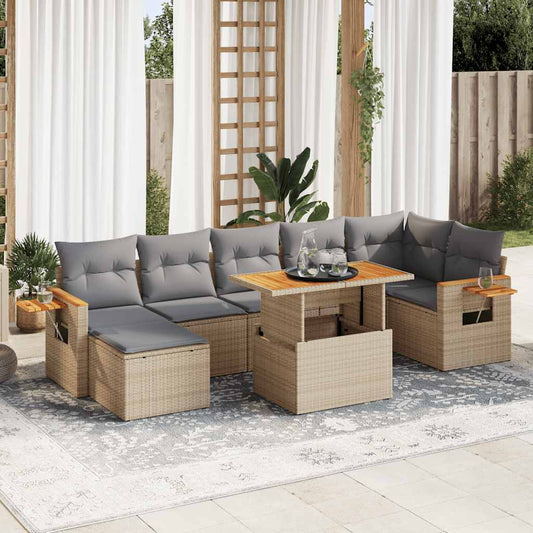 Hagesofaer Med Puter 8 Deler Beige Polyrotting Akasie