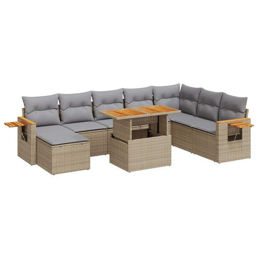 Hagesofaer Med Puter 9 Deler Beige Polyrotting Akasie
