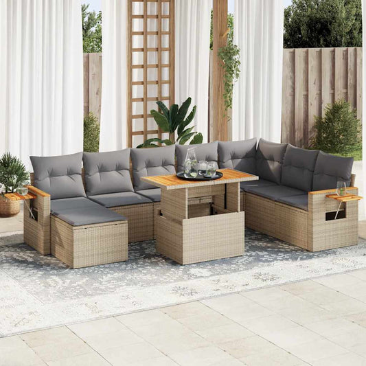 Hagesofaer Med Puter 9 Deler Beige Polyrotting Akasie