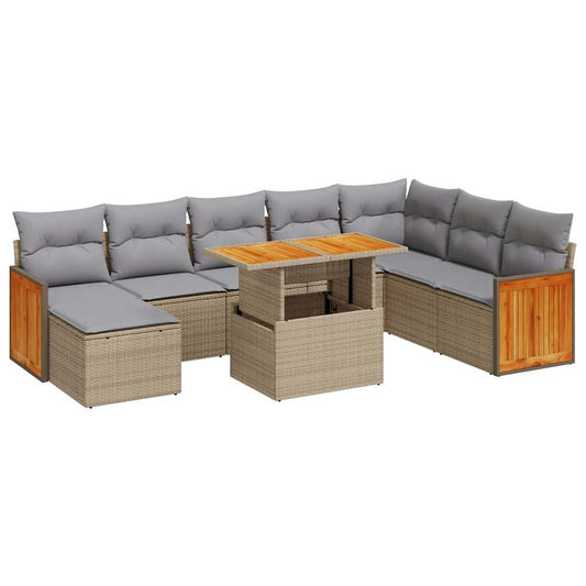 Hagesofaer Med Puter 9 Deler Beige Polyrotting Akasie