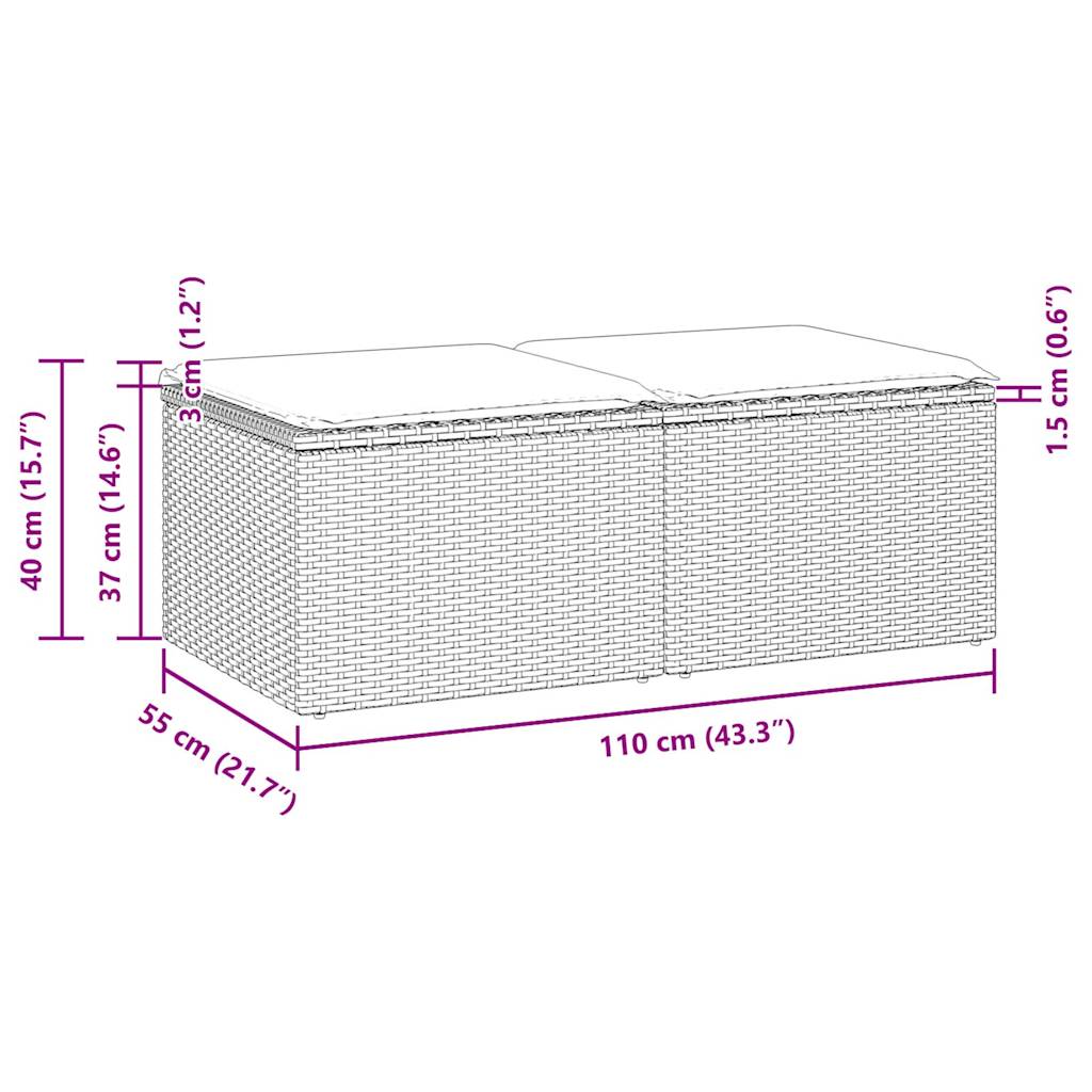 Hagesofaer Med Puter 2 Deler Beige Polyrotting Akasie