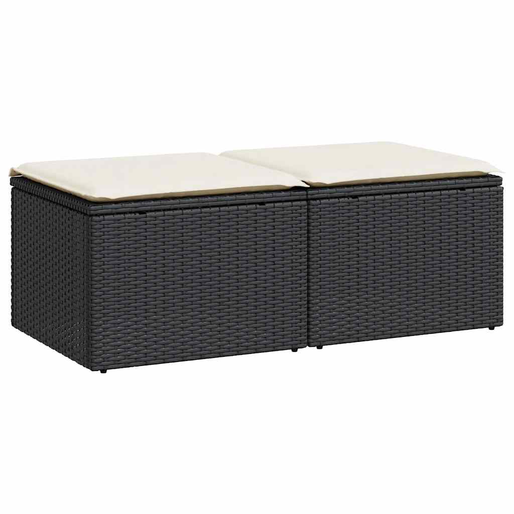 Hagesofaer Med Puter 2 Deler Svart Polyrotting Akasie