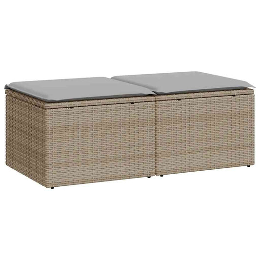 Hagesofaer Med Puter 2 Deler Beige Polyrotting Akasie