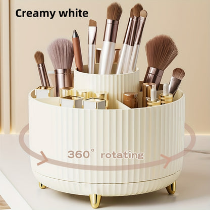 360° Rotating Makeup Brush Organizer – Large Capacity Storage Box