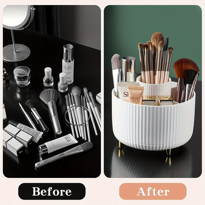 360° Rotating Makeup Brush Organizer – Large Capacity Storage Box