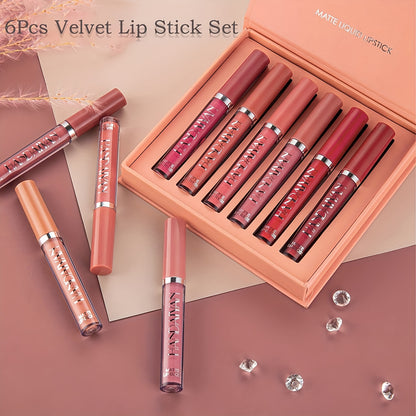 6-Piece Matte Liquid Lipstick Set – Long-Lasting, Waterproof & Non-Stick