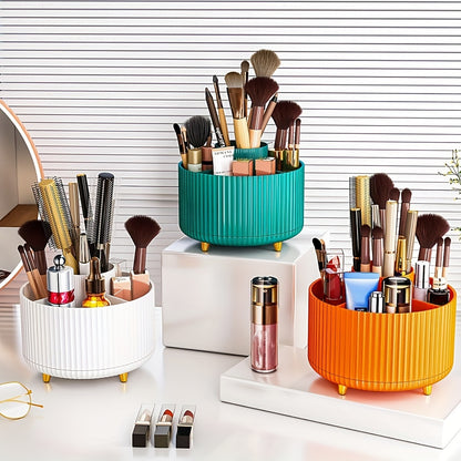 360° Rotating Makeup Brush Organizer – Large Capacity Storage Box