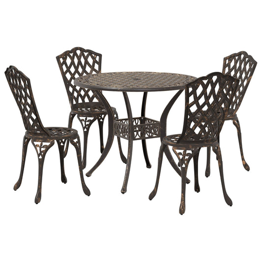 5-Delt Hage Spisegruppe - Bronse Støpt Aluminium