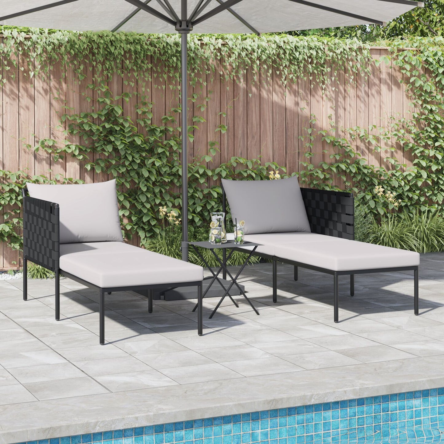 Solseng Med Puter For 2 Personer Anthracite 115X153X69,5 Cm Stål