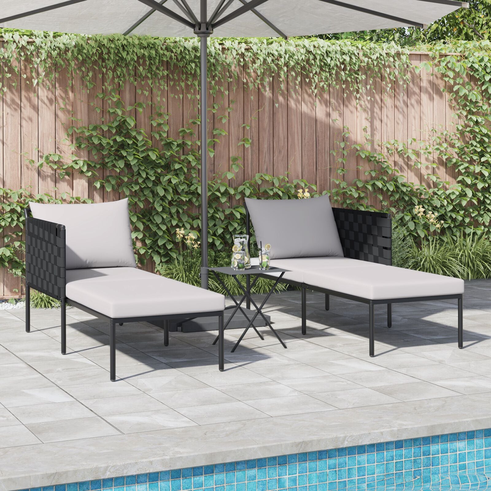 Solseng Med Puter For 2 Personer Anthracite 115X153X69,5 Cm Stål