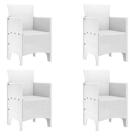 Hage Stol Sett Med 4 Hvit Poly Rattan Standard Lettvekt
