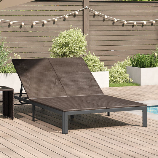 Solseng Med Puter Og Hjul For 2 Personer Brun Poly Rattan
