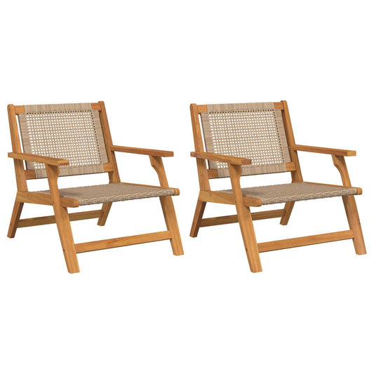 Hage Stoler 2 Stk Beige 76X67X73,5 Cm Solid Akasietre