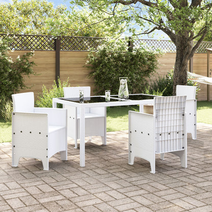 Hage Stol Sett Med 4 Hvit Poly Rattan Standard Lettvekt