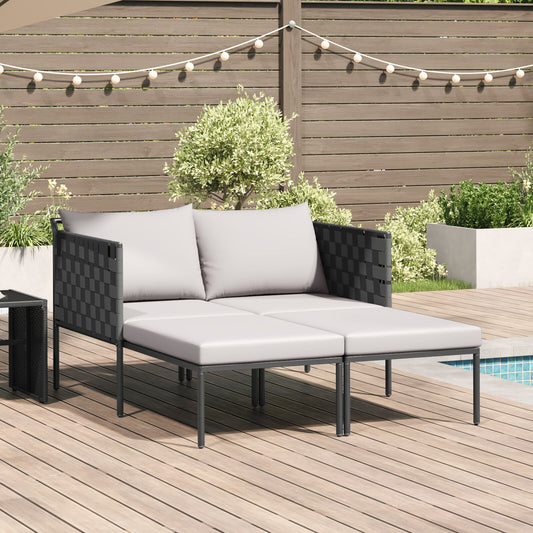 Solseng Med Puter For 2 Personer Anthracite 115X153X69,5 Cm Stål