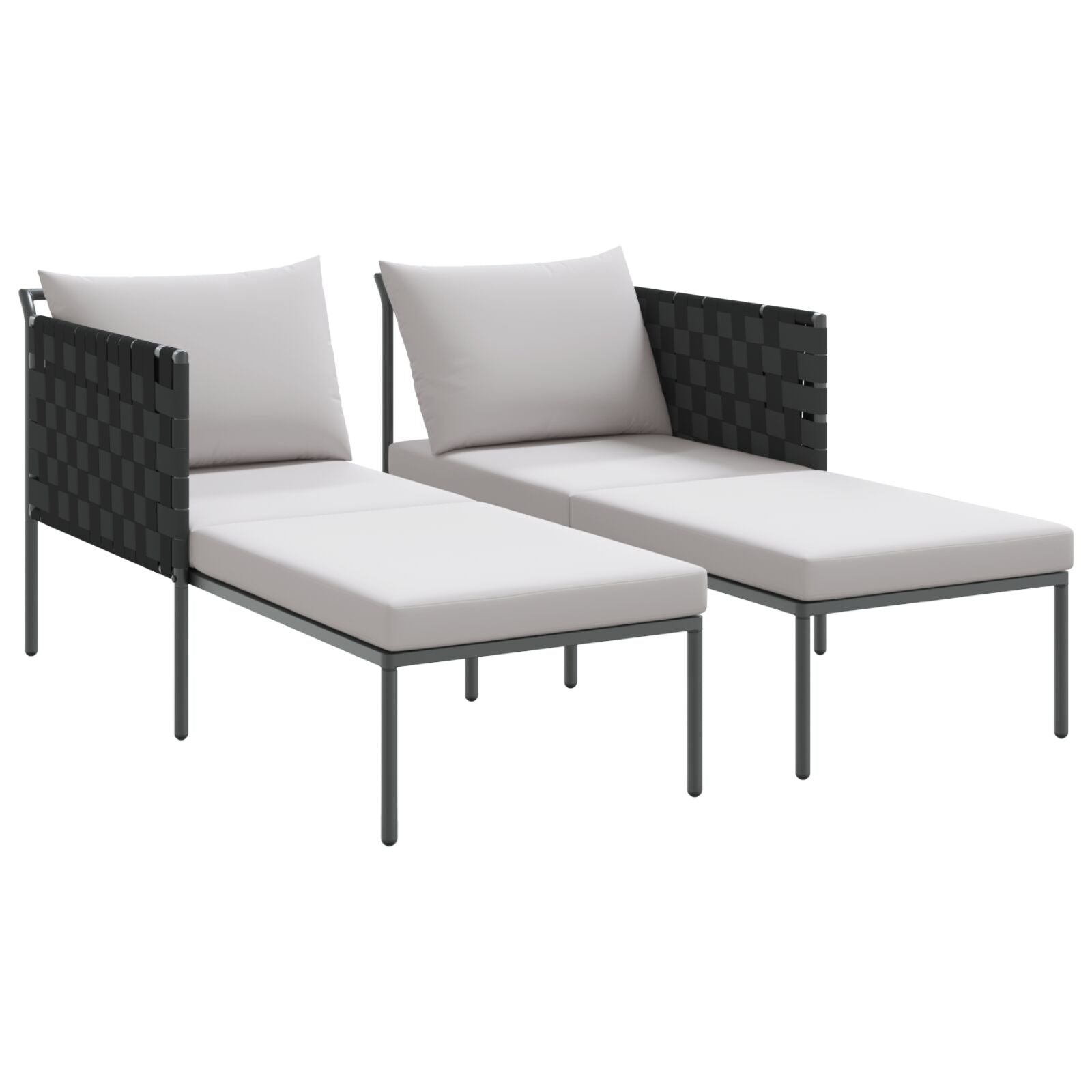 Solseng Med Puter For 2 Personer Anthracite 115X153X69,5 Cm Stål