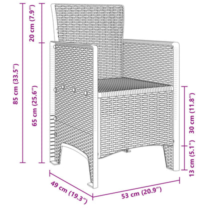 Hage Stol Sett Med 4 Hvit Poly Rattan Standard Lettvekt