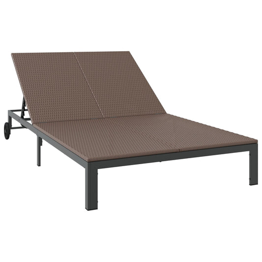Solseng Med Puter Og Hjul For 2 Personer Brun Poly Rattan