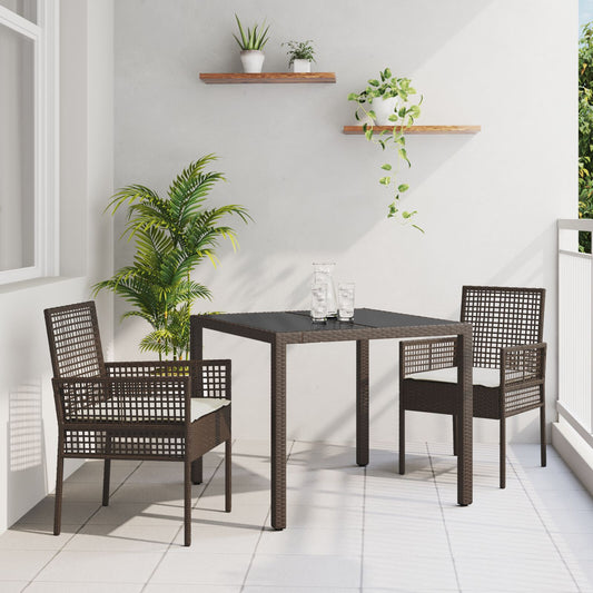3-Delt Hagemøbelsett Med Puter Brun Poly Rattan