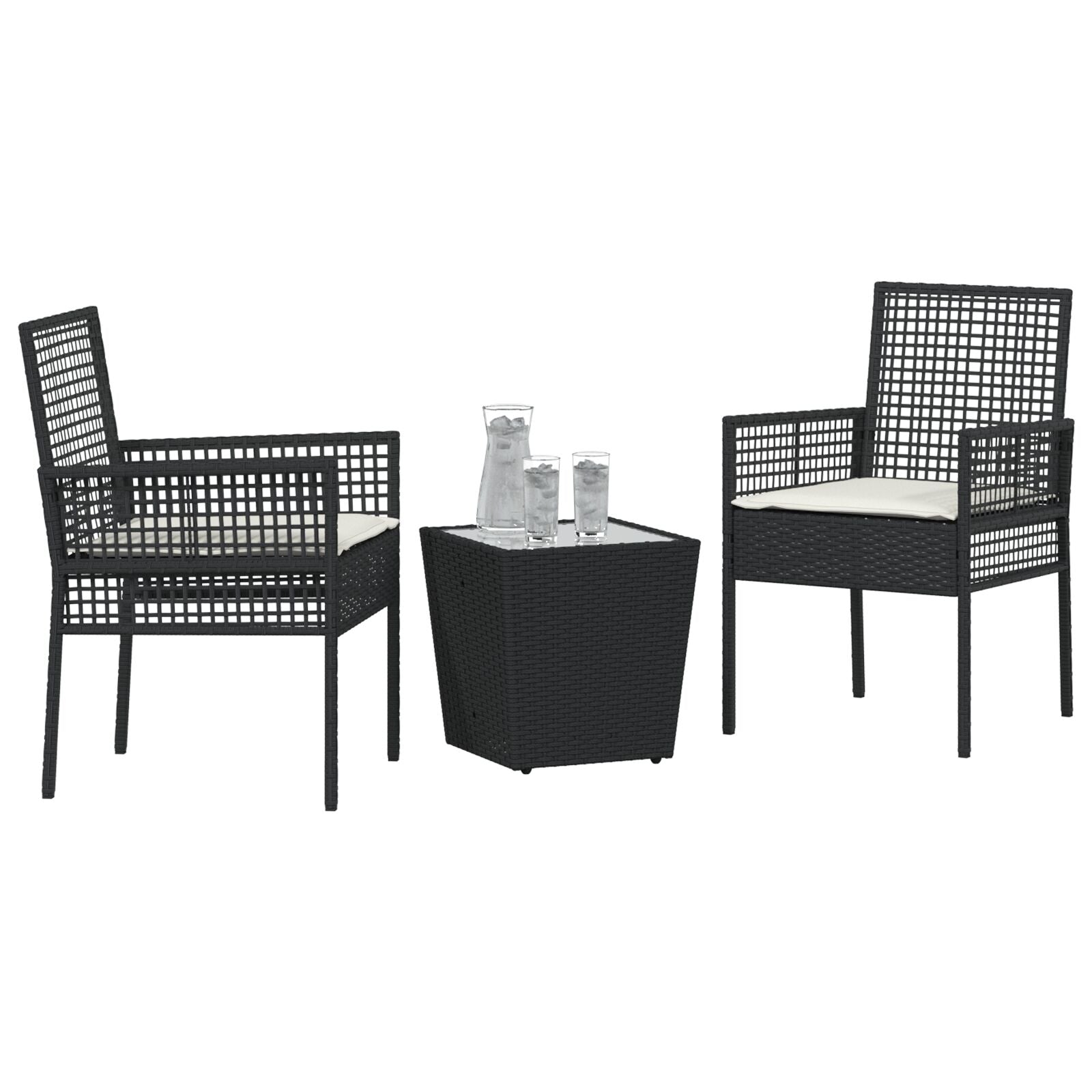 3-Delt Hagebistrosett Med Puter Svart Polyrotting
