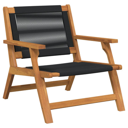 Hagemøbelset Med Bord, 3 Deler, Svart, Solid Akasietre