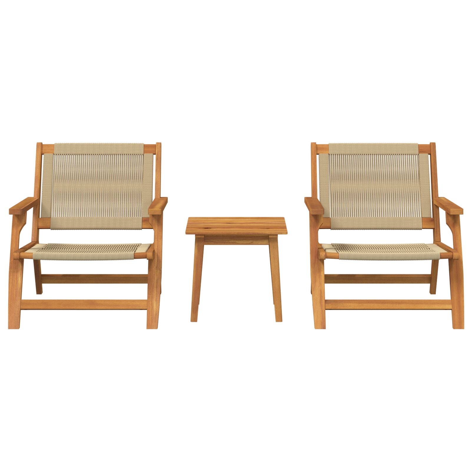 Hagemøbler Med Bord, 3 Deler, Beige, Massivt Akasietre