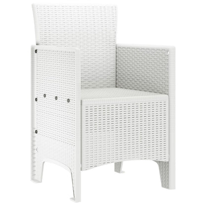 Hage Stol Sett Med 4 Hvit Poly Rattan Standard Lettvekt