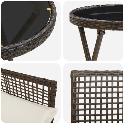 3 Deler Hage Bistrosett Med Puter Brun Polyrotting