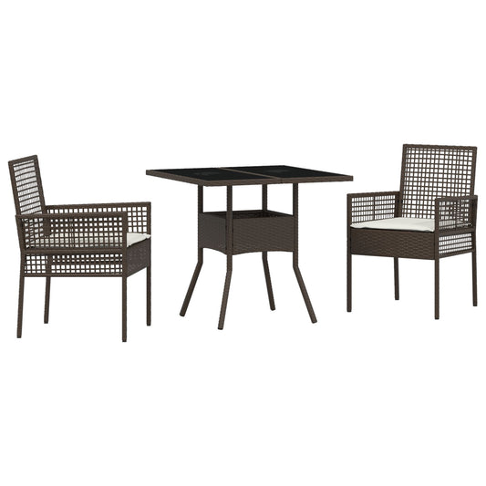 3 Delt Hage Spisebordsett Brun Poly Rattan
