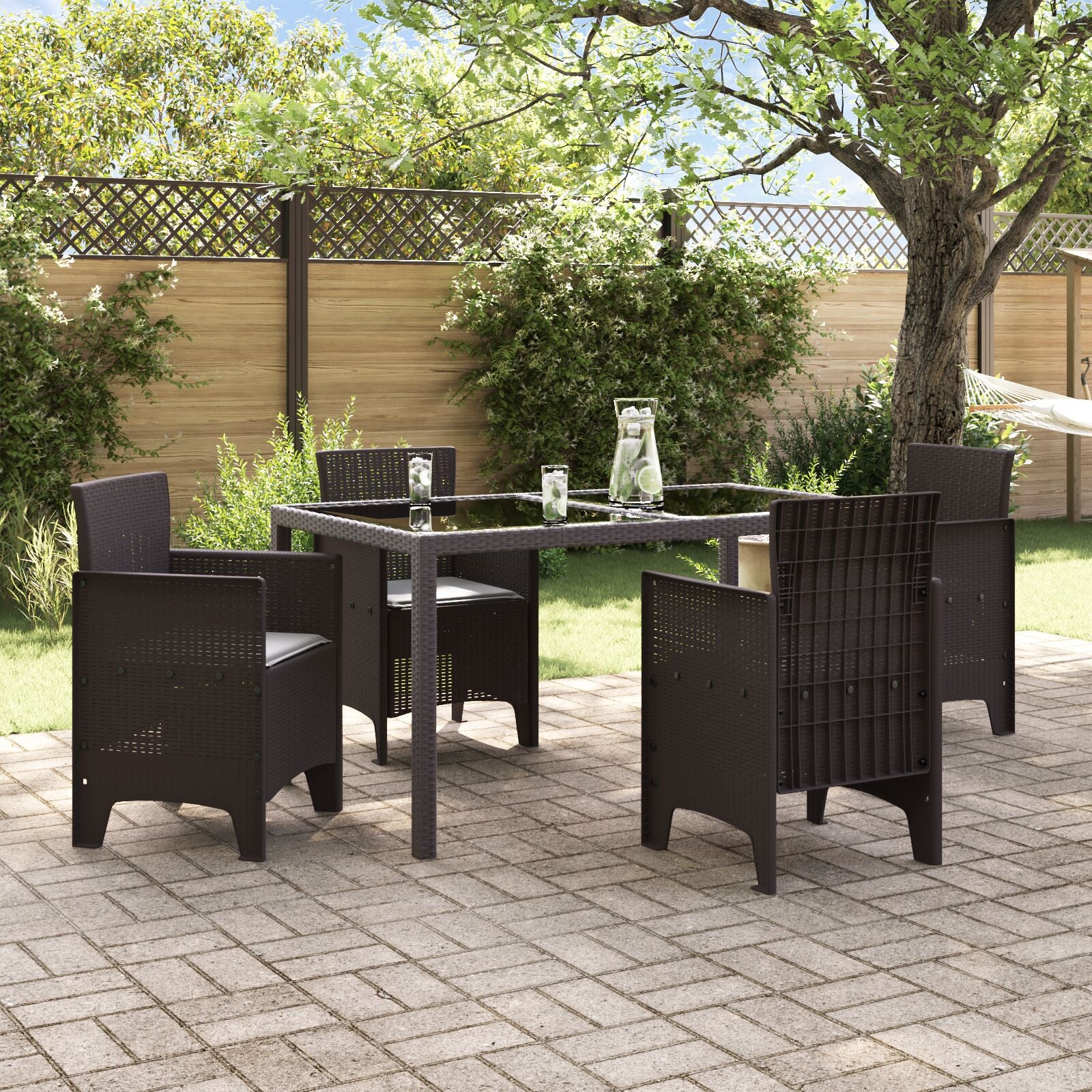 Hage Stoler Med Puter 4 Stk Brun Poly Rattan