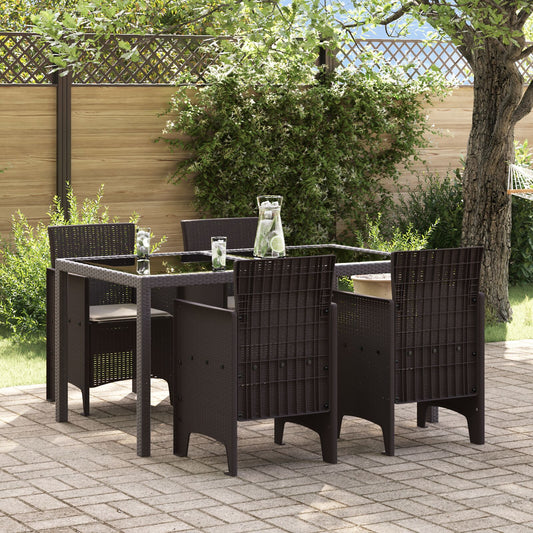 Hagemøbler Med Puter 4 Stk Brun Poly Rattan