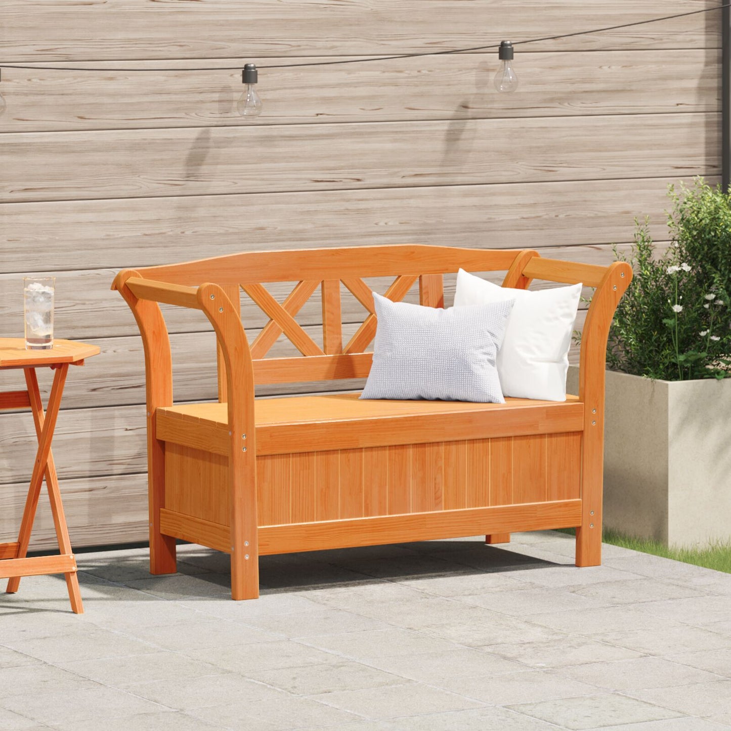 Hageoppbevaringsbenk Akasietre 119X76X44 Cm Solid Tre