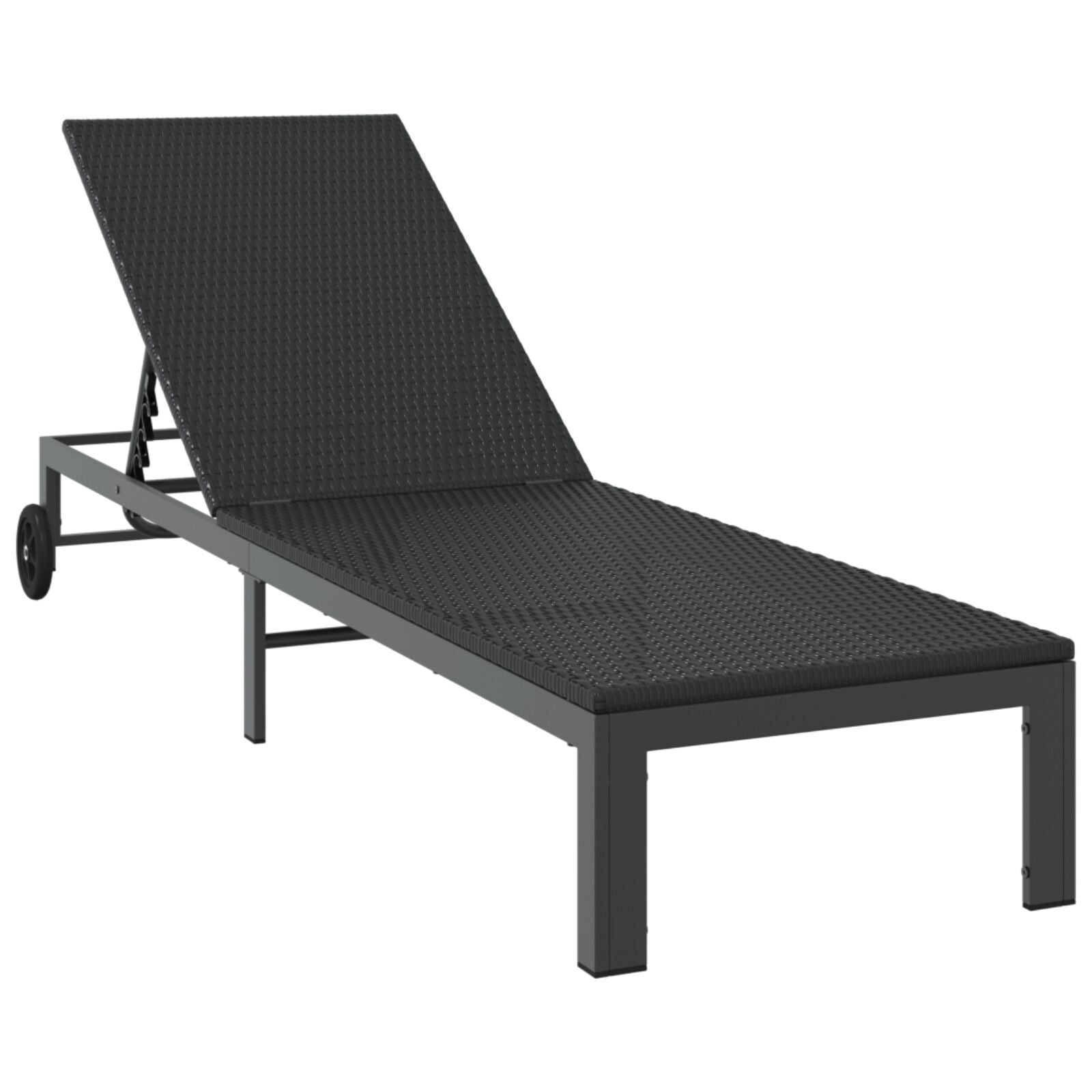 Solsenger 2 Stk Med Hjul Og Bord Svart Poly Rattan