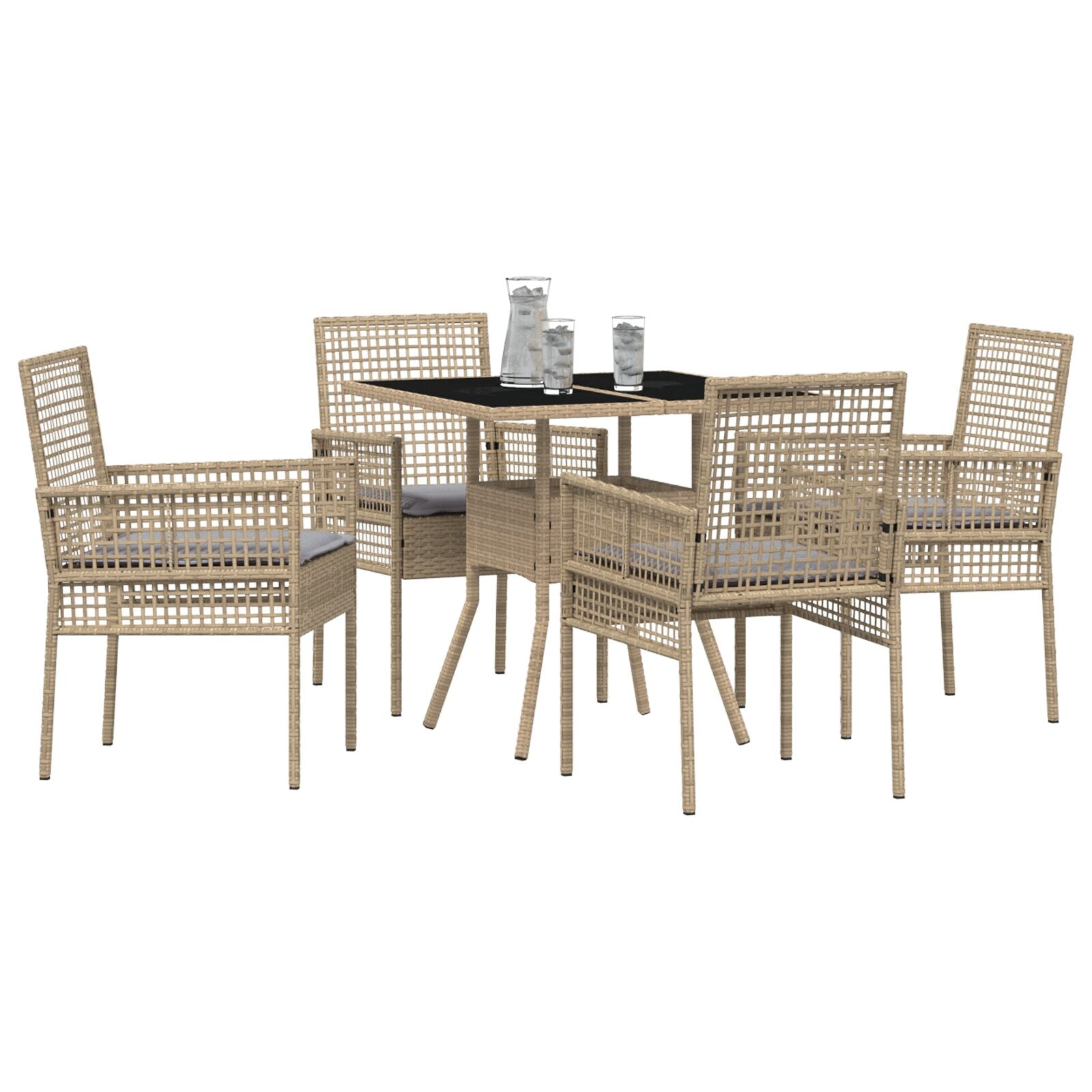5-Delt Hage Spisebord Beige Poly Rotting