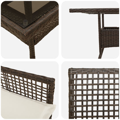 3 Delt Hage Spisebordsett Brun Poly Rattan