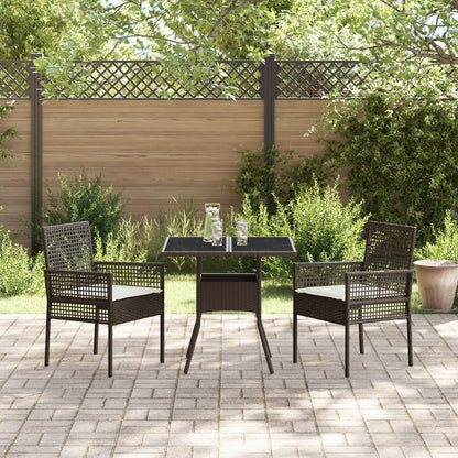 3 Delt Hage Spisebordsett Brun Poly Rattan