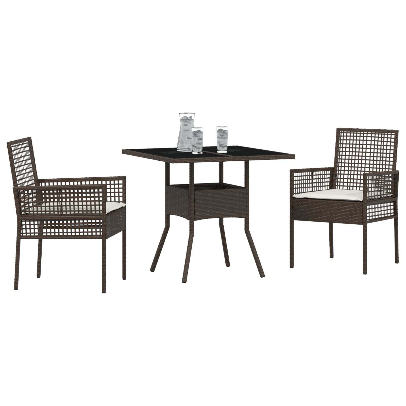 3 Delt Hage Spisebordsett Brun Poly Rattan