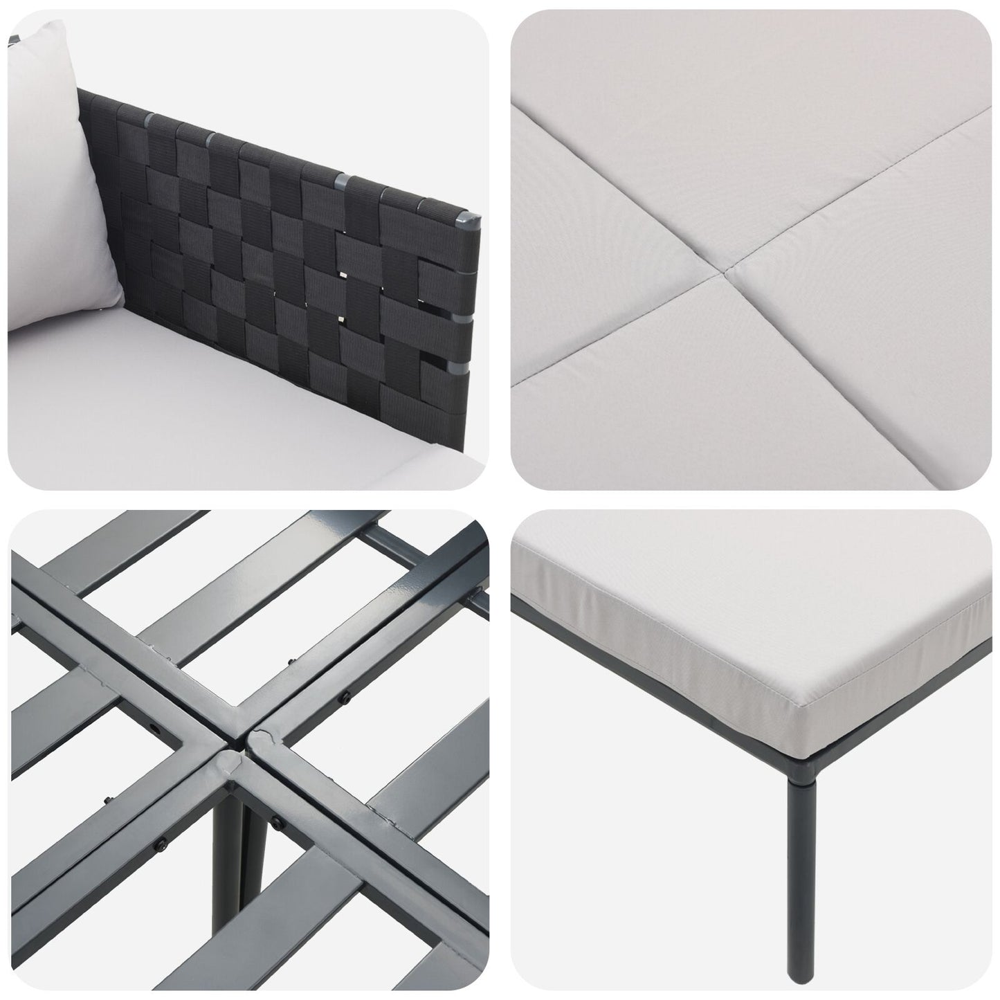 Solseng Med Puter For 2 Personer Anthracite 115X153X69,5 Cm Stål