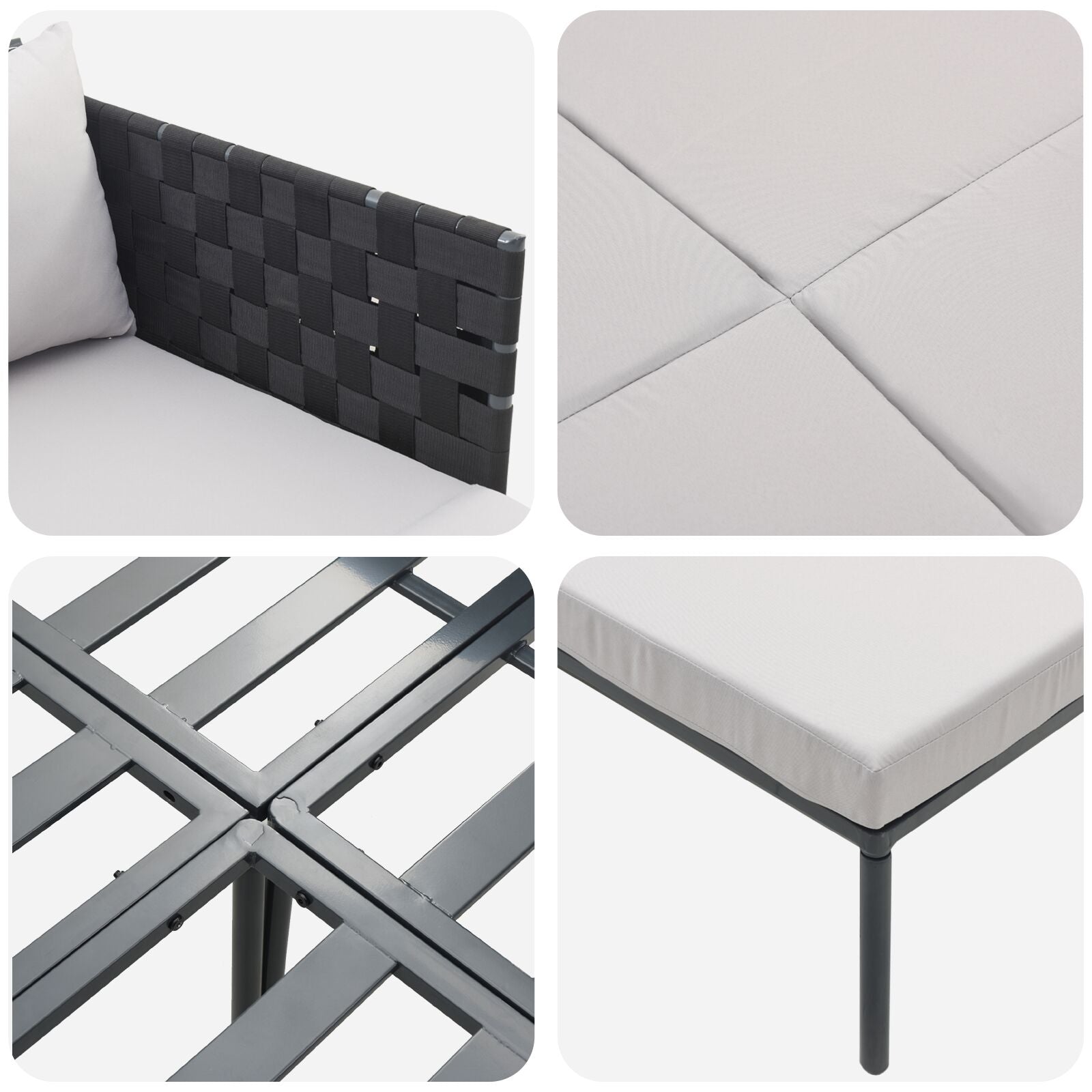 Solseng Med Puter For 2 Personer Anthracite 115X153X69,5 Cm Stål