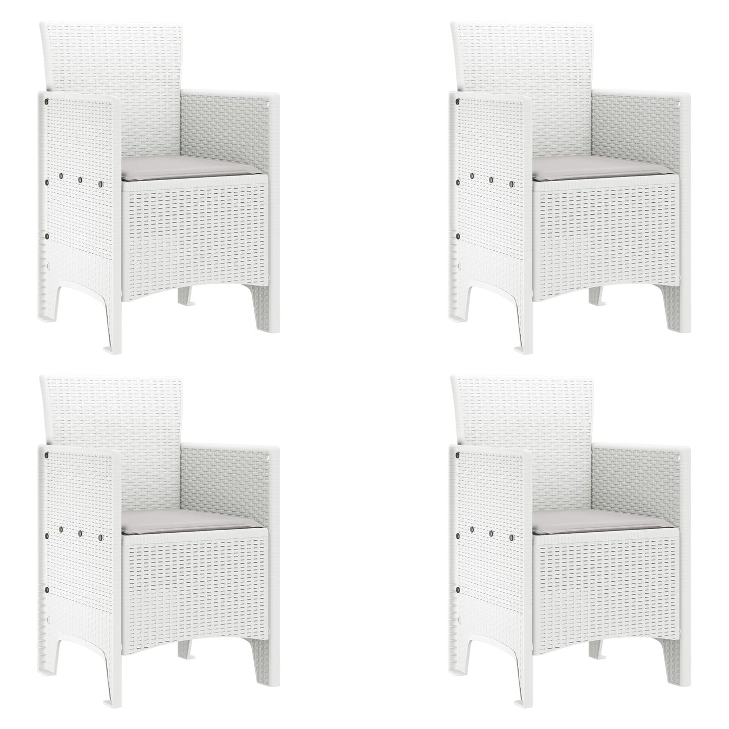Hagemøbler Sett Med 4 Hvit Rattan Standard Holdbar Utemøbler
