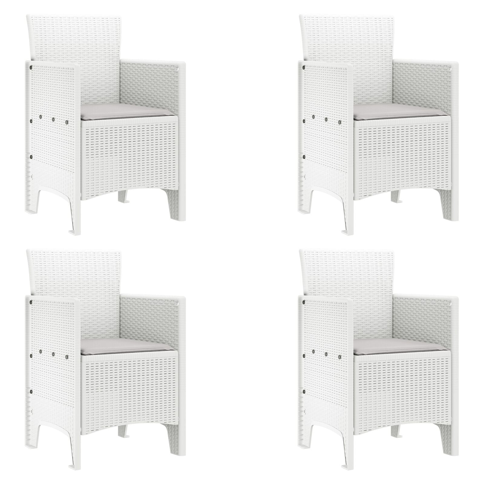 Hagemøbler Sett Med 4 Hvit Rattan Standard Holdbar Utemøbler