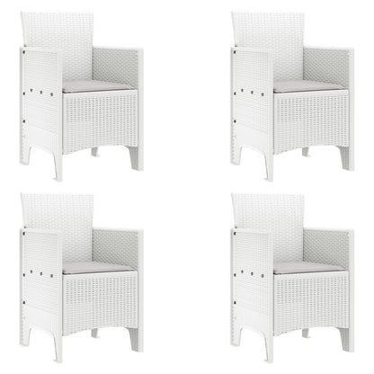 Hagemøbler Sett Med 4 Hvit Rattan Standard Holdbar Utemøbler
