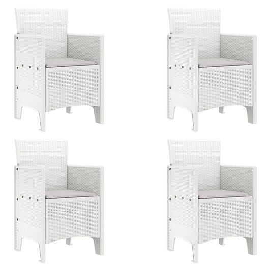Hagemøbler Sett Med 4 Hvit Rattan Standard Holdbar Utemøbler