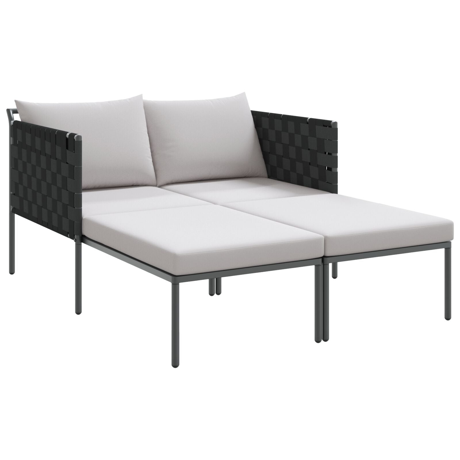 Solseng Med Puter For 2 Personer Anthracite 115X153X69,5 Cm Stål