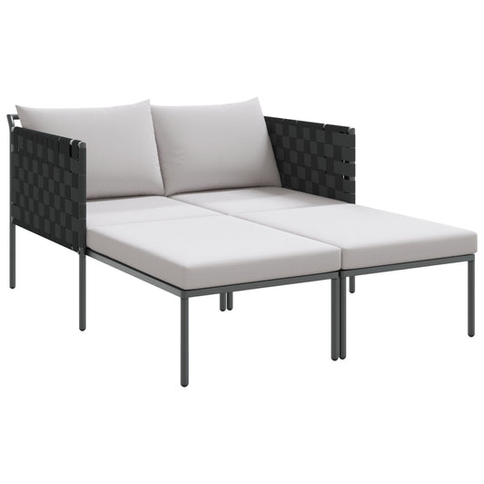 Solseng Med Puter For 2 Personer Anthracite 115X153X69,5 Cm Stål