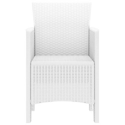 Hage Stol Sett Med 4 Hvit Poly Rattan Standard Lettvekt
