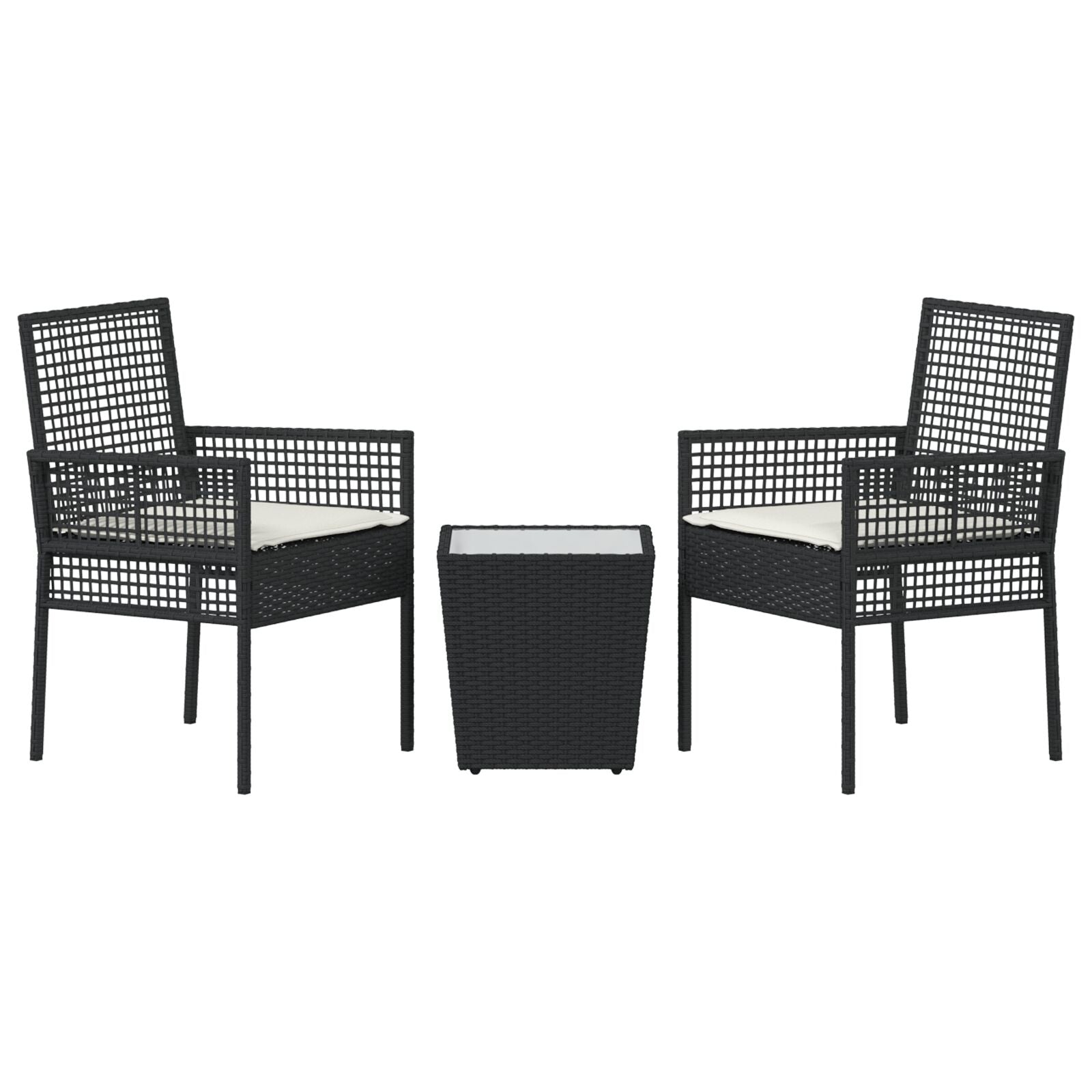 3-Delt Hagebistrosett Med Puter Svart Polyrotting